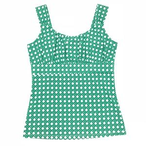 Anne Taylor green and white polka dot tank top sm